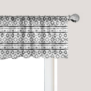 Ambesonne Black and White Window Valance, Grunge Stripes, 54" X 18", Black White