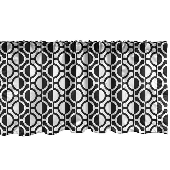 Ambesonne Black and White Window Valance, Lattice Pattern, 54" X 18", Black White