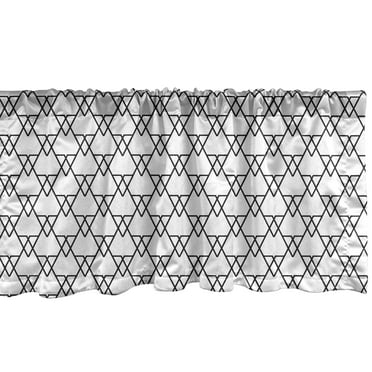 Ambesonne Black and White Window Valance, Line Art Design, 54" X 12", Black White