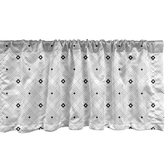 Ambesonne Black and White Window Valance, Modern Squares, 54" X 18", White Black