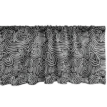 Ambesonne Black and White Window Valance, Random Dotted Lines, 54" X 12", Black and White