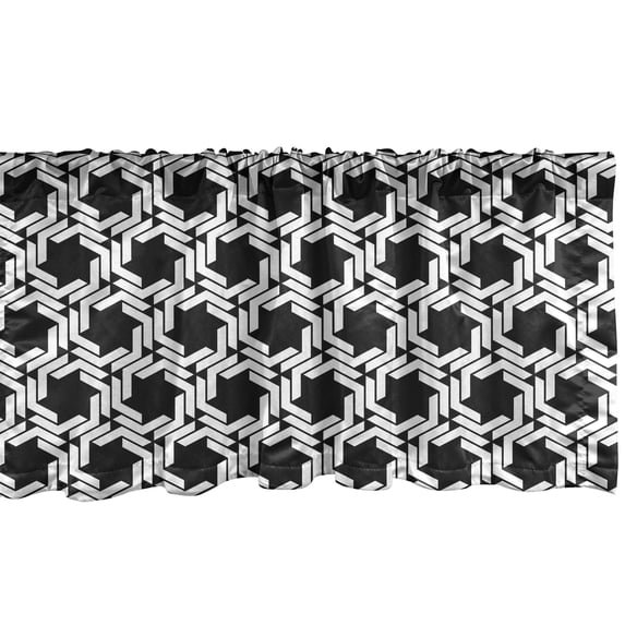 Ambesonne Black and White Window Valance, Spiral Hexagons, 54" X 12", Charcoal Grey