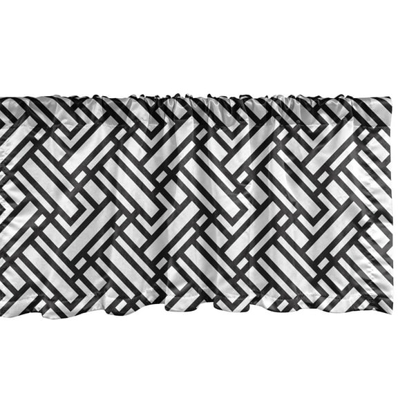 Ambesonne Black and White Window Valance, Stripes Pattern, 54" X 18", Black White