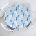 thumbnail image 1 of Ambesonne Blooming Floral Fitted Round Tablecloth, Boho Botany Flowers, 45"- 56" Diameter, Sea Blue Pale Blue White, 1 of 5