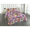 thumbnail image 1 of Ambesonne Blooming Floral Quilted Bedspread Set 3 Pcs, Vintage Boho Garden, Twin, Magenta Pale Fuchsia, 1 of 4