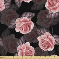Ambesonne Blooming Roses Fabric by the Yard Upholstery, Vintage Scene Floral, 1 Yard, Dried Rose and Pale Pink