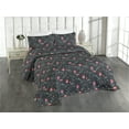 thumbnail image 1 of Ambesonne Blooming Roses Quilted Bedspread Set 3 Pcs, Boho Jungle Flowers, Twin, Dark Sea Green Dark Coral, 1 of 1