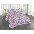 thumbnail image 1 of Ambesonne Blooming Tulips Quilted Bedspread Set 3 Pcs, Floral Watercolor, Queen, Pale Lavender Dark Coral, 1 of 4