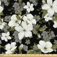 thumbnail image 1 of Ambesonne Blossom Theme Fabric by the Yard Upholstery, Spring Flowers Leaves, 5 Yards, White Pale Olive Green, 1 of 1