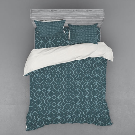 Ambesonne Blue Bedding Set 4 Pcs, Moroccan Inner Details, Queen, Pale Blue and Blue Grey