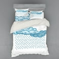 thumbnail image 1 of Ambesonne Blue Bedding Set 4 Pcs, Rain Cloud Sketch Fall, Queen, Blue, 1 of 3