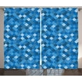 thumbnail image 1 of Ambesonne Blue Curtains 2 Panel Set, Diagonal Checked Pattern, 108" x 90", Turquoise Dark Blue, 1 of 3
