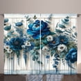 thumbnail image 1 of Ambesonne Blue Curtains 2 Panel Set, Floral Peony Daisy Eucalyptus, 108" x 96", Reseda Green Persian Blue, 1 of 2