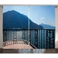 thumbnail image 1 of Ambesonne Blue Curtains 2 Panel Set, Island Mountain Ocean View, 108" x 90", Blue, 1 of 2