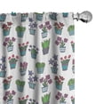 thumbnail image 1 of Ambesonne Blue Curtains, Cartoonish Flowers Drawings, Pair of 28"x95", Turquoise Hot Pink Green, 1 of 4