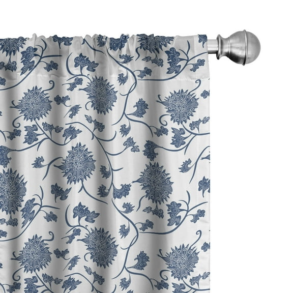 Ambesonne Blue Curtains, Chinese Garden Traditional, Pair of 28"x63", Blue White