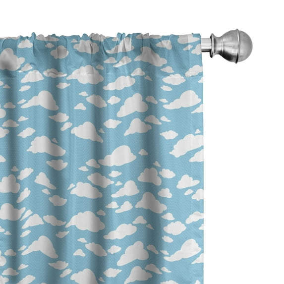 Ambesonne Blue Curtains, Clear Summer Sky Pattern, Pair of 28"x84", Sky Blue White