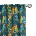 thumbnail image 1 of Ambesonne Blue Curtains, Colorful Lovebirds Drawing, Pair of 28"x63", Orange Dark Teal and Brown, 1 of 4