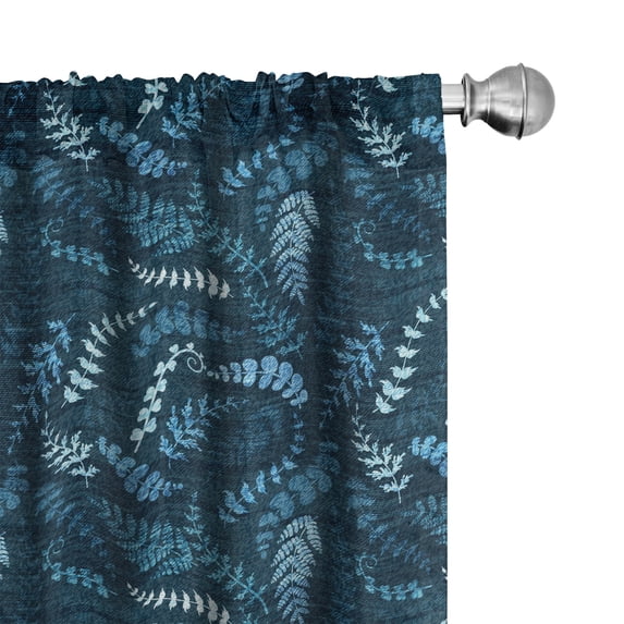Ambesonne Blue Curtains, Floral Swirl Leaves Branch, Pair of 28"x95", Turquoise Pale Blue