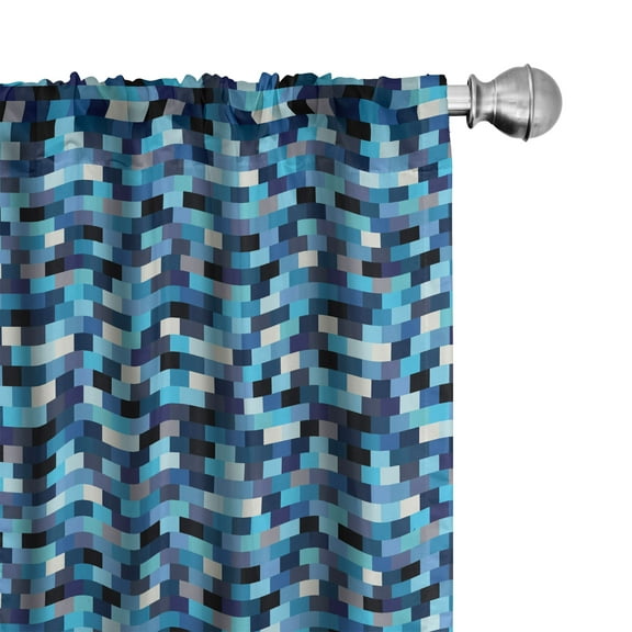 Ambesonne Blue Curtains, Geometric Design Stripes, Pair of 28"x95", Multicolor
