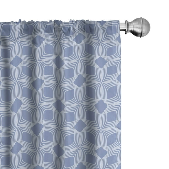 Ambesonne Blue Curtains, Geometric Squares Design, Pair of 28"x84", Blue Grey