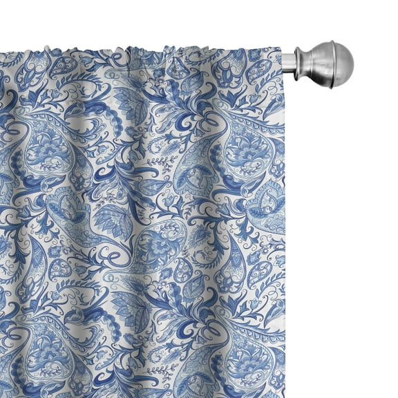 Ambesonne Blue Curtains, Native Natural, Pair of 28"x84", Pale Blue White and Blue