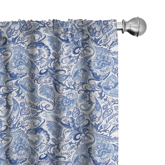 Ambesonne Blue Curtains, Native Natural, Pair of 28"x95", Pale Blue White and Blue