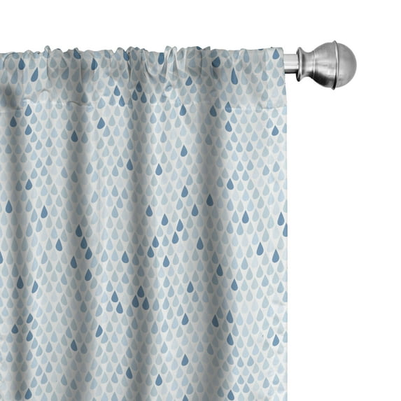 Ambesonne Blue Curtains, Raindrops White Navy, Pair of 28"x84", Pale Blue