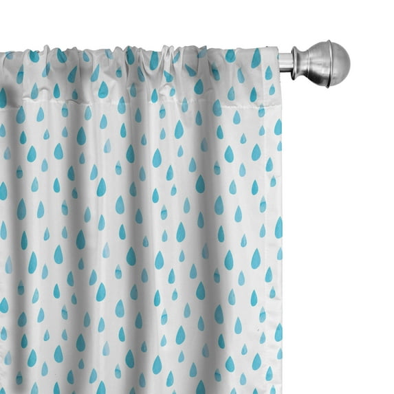 Ambesonne Blue Curtains, Watercolor Raindrops, Pair of 28"x84", Blue White