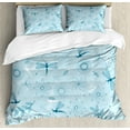 thumbnail image 1 of Ambesonne Blue Duvet Cover Set, Flowers Dandelions, 2-Calking, Seafoam Blue and White, 1 of 3