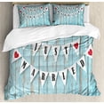 thumbnail image 1 of Ambesonne Blue Duvet Cover Set, Just Married on Wood Door, 2-Calking, Blue Black Red, 1 of 3
