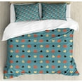 thumbnail image 1 of Ambesonne Blue Duvet Cover Set, Valentines Romantic Love, 2-Calking, Blue Brown and Vermilion, 1 of 7