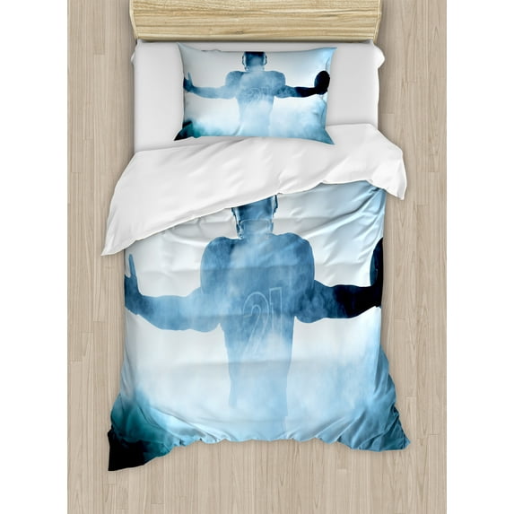 Ambesonne Blue Duvet Cover Sets, American Football Hero, 2-Twin, Blue