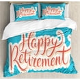 thumbnail image 1 of Ambesonne Blue Duvet Cover Sets, Happy Retirement, 2-Queen, Coral White Sky Blue, 1 of 3