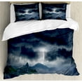 thumbnail image 1 of Ambesonne Blue Duvet Cover Sets, Stromy Sky over Mountains, 2-Queen, Blue, 1 of 7