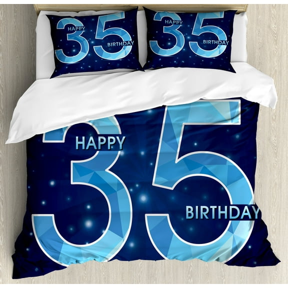 Ambesonne Blue Duvet Cover Sets, Thirthy 5 Modern, 2-King, Dark Blue Pale Blue