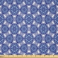 thumbnail image 1 of Ambesonne Blue Fabric by the Yard Microfiber, Indigo Floral Geometric, 10 Yards, Dark Blue Sky Blue, 1 of 2