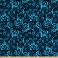thumbnail image 1 of Ambesonne Blue Fabric by the Yard Upholstery, Damask Inspired Abstract, 5 Yards, Indigo Aqua, 1 of 4