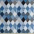 thumbnail image 1 of Ambesonne Blue Fabric by the Yard Upholstery, Diamond Shaped Patchworks, 5 Yards, Blue Black, 1 of 4
