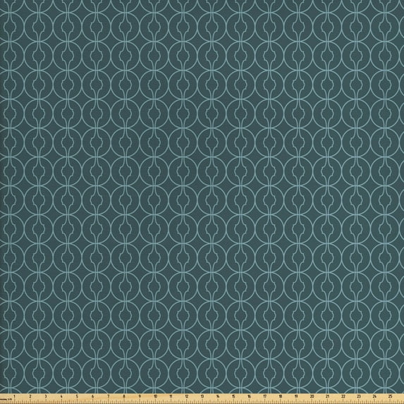 Ambesonne Blue Fabric by the Yard Upholstery, Moroccan Inner Details, 3 Yards, Pale Blue and Blue Grey