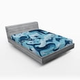 thumbnail image 1 of Ambesonne Blue Fitted Sheet 2 Pcs Set, Dolphins Octopus Starfish, King, Blue, 1 of 3