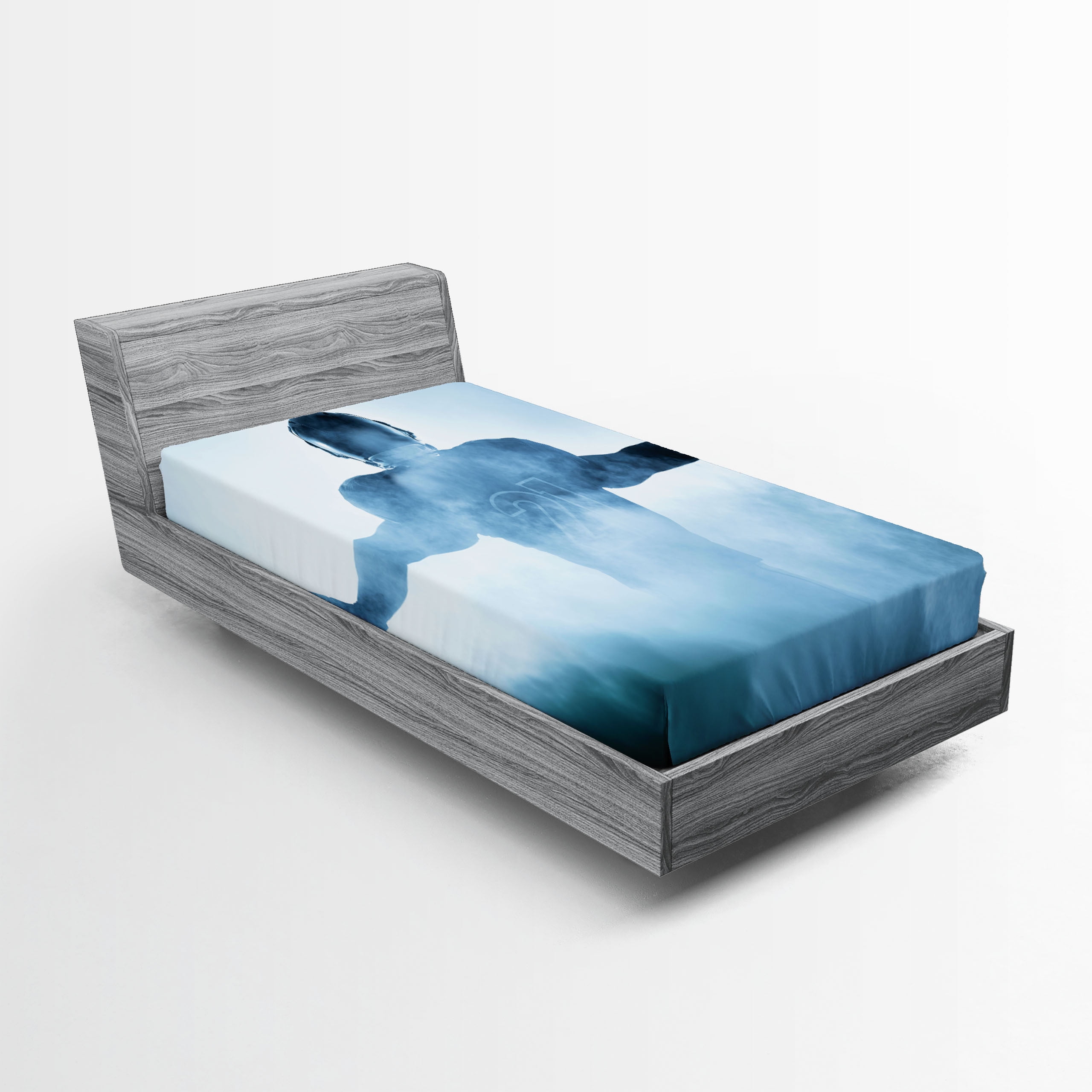 Twin Blue Microfiber Sports Print Fitted Bed Sheet