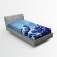 thumbnail image 1 of Ambesonne Blue Fitted Sheet, Big Tsunami Ocean Nature, Twin XL Size, Pale Blue Royal Blue, 1 of 2