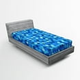 thumbnail image 1 of Ambesonne Blue Fitted Sheet, Diagonal Checked Pattern, Twin Size, Turquoise Dark Blue, 1 of 2