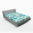 thumbnail image 1 of Ambesonne Blue Fitted Sheet, Hexagonal Abstract Grunge, Full Size, Turquoise White, 1 of 2