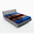 thumbnail image 1 of Ambesonne Blue Fitted Sheet, Nature Twilight, Queen Size, Blue Orange, 1 of 2
