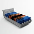 thumbnail image 1 of Ambesonne Blue Fitted Sheet, Nature Twilight, Twin XL Size, Blue Orange, 1 of 2