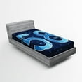 thumbnail image 1 of Ambesonne Blue Fitted Sheet, Number Night Sky Age, Twin Size, Dark and Sky Blue, 1 of 2