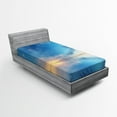 thumbnail image 1 of Ambesonne Blue Fitted Sheet, Ocean Horizon Clouds Sky, Twin Size, Blue, 1 of 3