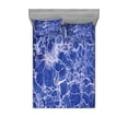 thumbnail image 1 of Ambesonne Blue Fitted Sheet & Pillow Sham Set, Cracked Marble Pattern, Full, Blue, 1 of 2